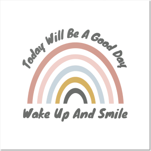 Today Will Be A Good Day, Wake Up And Smile. Retro Typography Motivational and Inspirational Quote Posters and Art